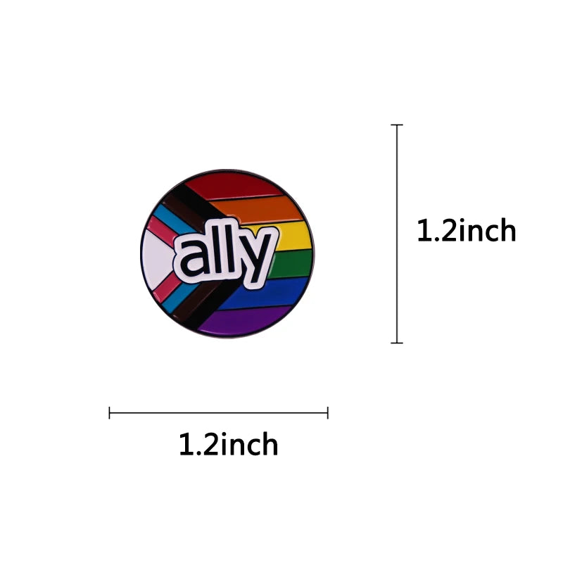 Pride Flag Ally Enamel Pin LGBTQ Equality Gay Lesbian Bisexual Trans Supports Rainbow Brooch Badge Jewelry Accessories