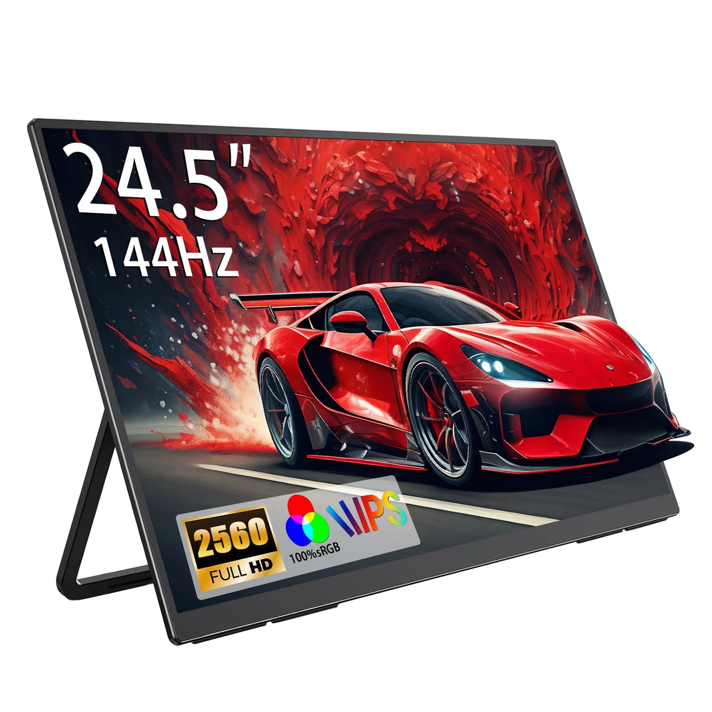 AHXJKA 24.5"Portable Gaming Monitor 2560x1440 HDR Large Display 178°Adjustable Stand Travel Second Screen For Laptop PS5 Switch