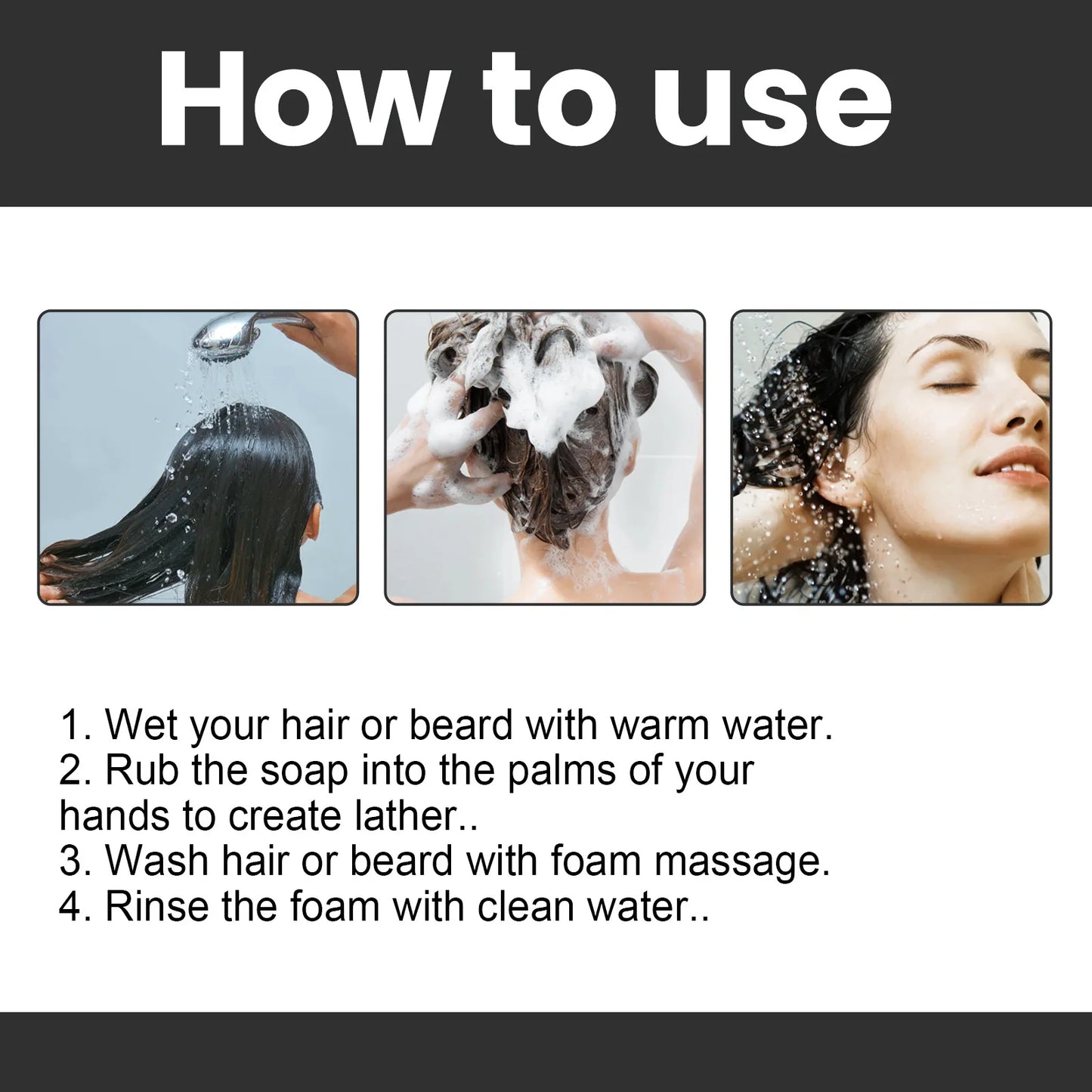 Darkening Hair Soap Deep Cleansing Blackening Beard Eyebrows Strengthen Nourish Repairing White Grey Hairs Treatment Shampoo Bar