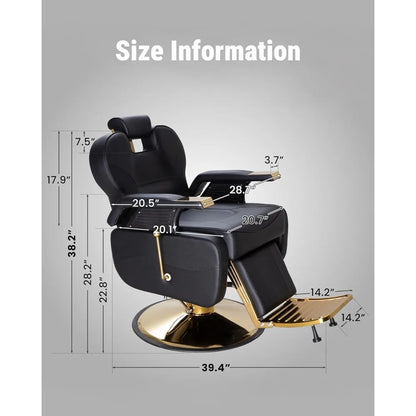Salon Chair for Hair Stylist, 440 Lbs Heavy Duty Reclining Barber Chair with High-Density Foam Cushioning, Customized