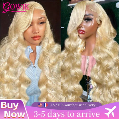 13x4 13x6 Body Wave Blonde Lace Front Wig 613 Human Hair Pre Plucked 250% Density HD Transparent Lace Frontal Wig 100% Human Wig