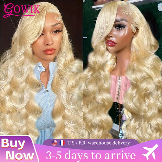 13x4 13x6 Body Wave Blonde Lace Front Wig 613 Human Hair Pre Plucked 250% Density HD Transparent Lace Frontal Wig 100% Human Wig