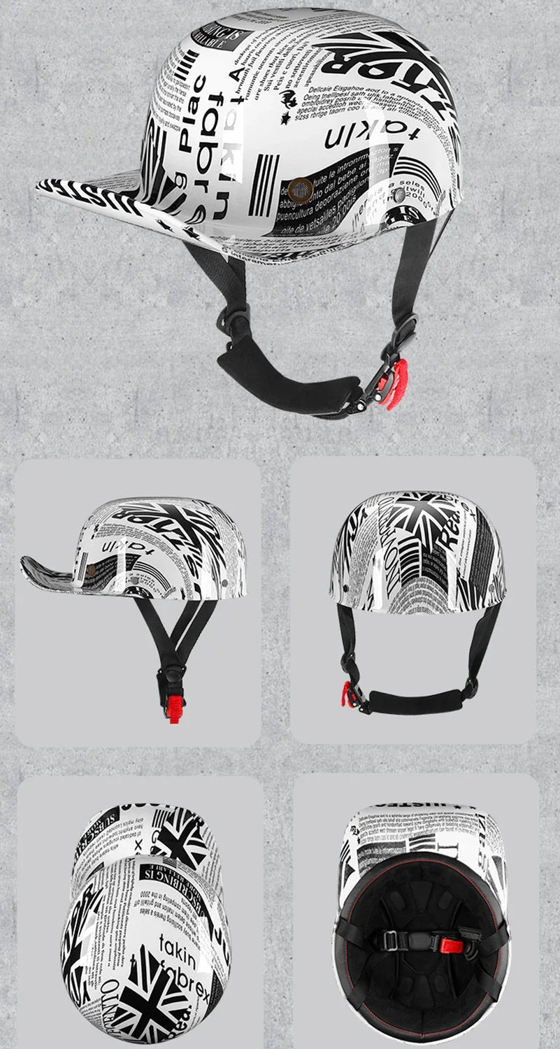 2023 New Vintage Motorcycle Helmet baseball cap helmet men's and women's children's scooter half face Vintage four seasons hat