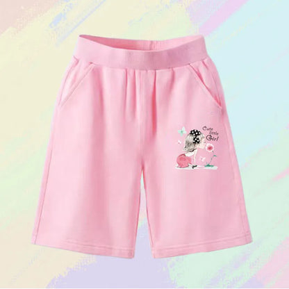 2025 Girls Summer Cat Ear Print Shorts Kids Elastic Waist Beach Short with Pocket Sports Short Pants Kids Cute Clothes 3-14y