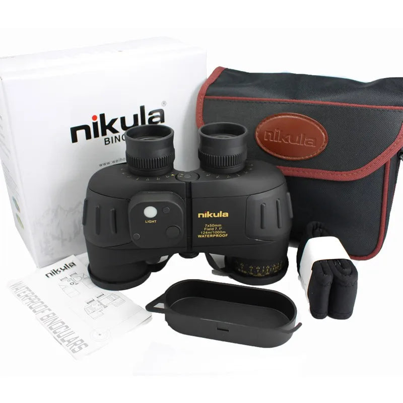 Waterproof Binoculars Nikula 7x50 Telescope High Powerful Rangefinder Long Range With Digital Compass Hiking Hunting Equiment