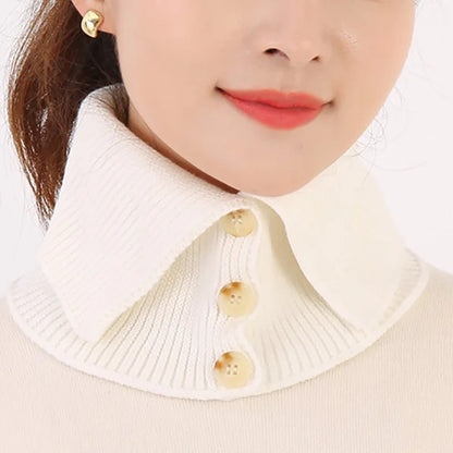 Winter Collar Scarf Windproof Warm Women Elegant Turtleneck Button Neck Cover Thermal Knitted Cold-proof Neck Guard Wrap