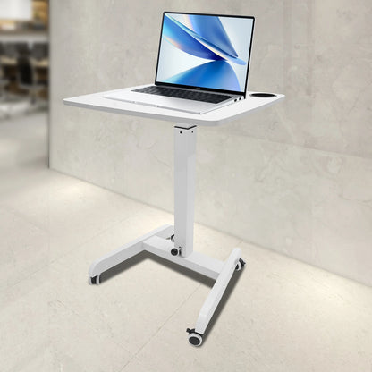 20.5*23.6*44.2in Standing Foot Pedal Lifting Table, Mobile Standing Table, Portable Podium with Wheels - White