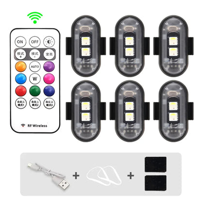 Wireless Car Atmosphere Light LED Strobe Lights Warning Lights RGB Led Aircraft Strobe Lights Car Motorcycle LED Lamp