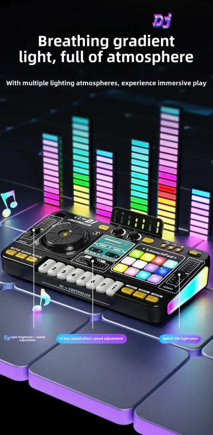 Kids Simulation DJ Mixer Controller Toy Multifunctional Music Effects Electronic Learning Game Birthday Gift for Children Mixers