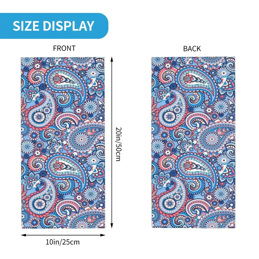 Custom Black Bandana Pattern Bandana Neck Gaiter for Hiking Cycling Women Men Wrap Scarf Paisley Style Headband Warmer