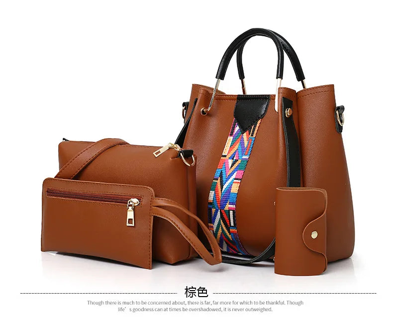 Fashionable Women's Shoulder Bag Hot Sale Of The Season New Style Mother-Child Multi-piece Set Colorful Ribbon Ladies Handbag Si