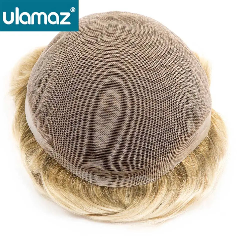 French Lace Wigs for Men Bleach Knots Lace Front Toupee Man Wig Full Lace Male Hair Prosthesis Natural Human Hair Lace Men's Wig