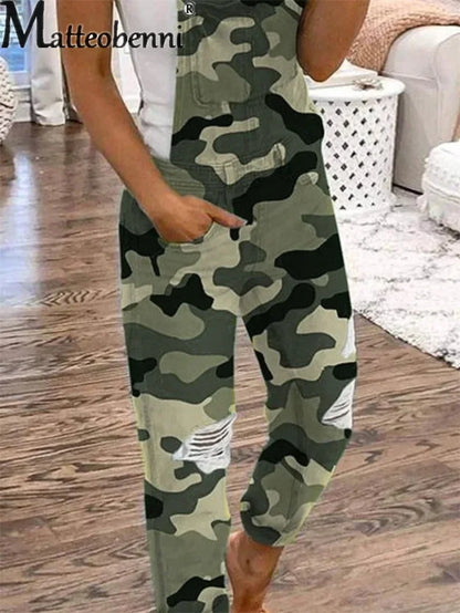 Fashion Broken Holes Straight Jeans Splicing Pocket Strap Pants Women's Street Casual Versatile Basic Jumpsuit Female Rompers 23