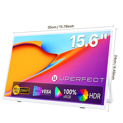 UPERFECT 15.6inch 60Hz 1920*1080 Portable Monitor 60Hz Back Stand For Laptop XBox PS4 / 5 Switch TV Box Cell Phone PC Mac iPhone