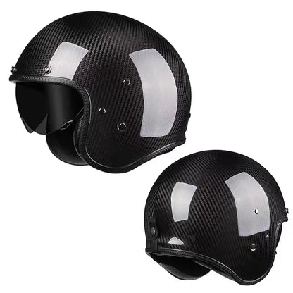 Durability 3K Carbon Fiber Black Gold Open Face Electric motorcycle Helmet for Man Woman DOT-Approved Enhance Riding Experience