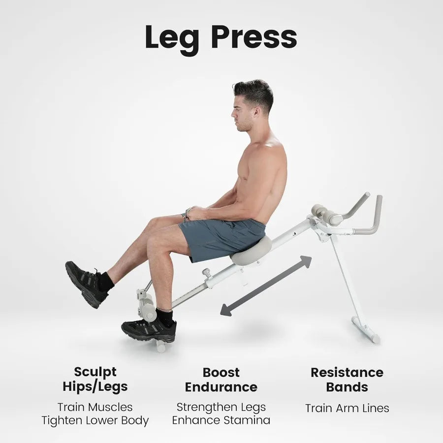 Ab Machine for Stomach Workout, Ab Workout Equipment for Home Gym, Ab Trainer, 4-in-1 Exercise Equipment: Rowing Machine, Leg Pr