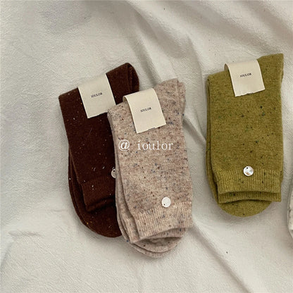 SP&CITY Colored Dotted Sheep Woolen Socks Women's Winter Warm Keeping Middle Tube Socks Casual Thick Korean Fashion Stockings