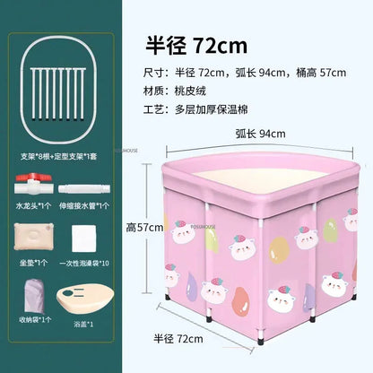 Household Triangular Bathtub Foldable Bath Bucket Swimming Pool Dual-use Portable Steam Sauna Fan-shaped Bath Barrel