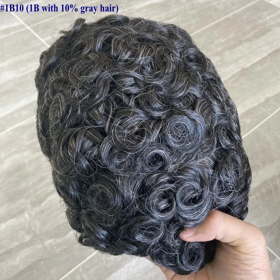 26mm Loose Curly 0.06mm Natural Hairline Men Toupee Ultra Thin Skin Full VLoop 1B80 613# Blonde Male Human Hair Prosthesi System