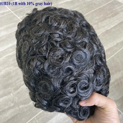 26mm Loose Curly 0.06mm Natural Hairline Men Toupee Ultra Thin Skin Full VLoop 1B80 613# Blonde Male Human Hair Prosthesi System