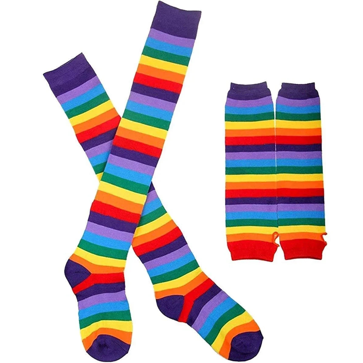 TRALOW Womens Socks Striped Knee High Socks Arm Warmer Fingerless Gloves Set Costume Accessories for Cosplay Christmas Punk