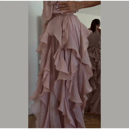 Sexy Cascading Ruffle Pleated Women Long Dress Fashion Lace Up Sleeveless Empire Female Dresses 2026 Spring Summer Lady Robe New