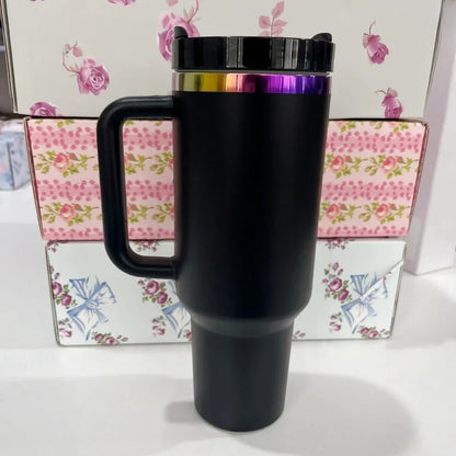 40oz Tumbler withLOGO Handle Lid Straw Stainless Steel Vacuum Insulated Quengher H2.0 Thermos Cup Silicone Boot for Stanleys