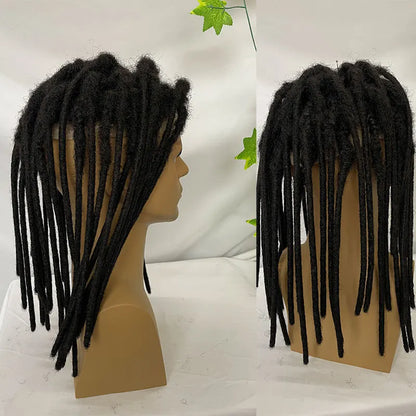 Human Hair Transparent Full Lace Base Afro Dreadlock Extensions Toupee For Men/Women 0.6cm Loc Extensions Human Hair Dreadlock1B