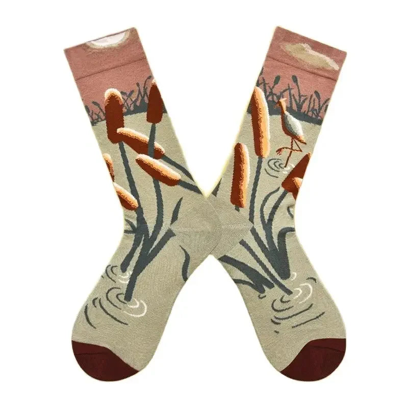 2024 Autumn and winter new socks female French plant series in high tide women's socks  designer socks