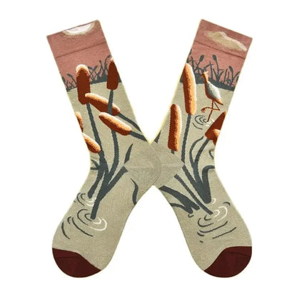 2024 Autumn and winter new socks female French plant series in high tide women's socks  designer socks