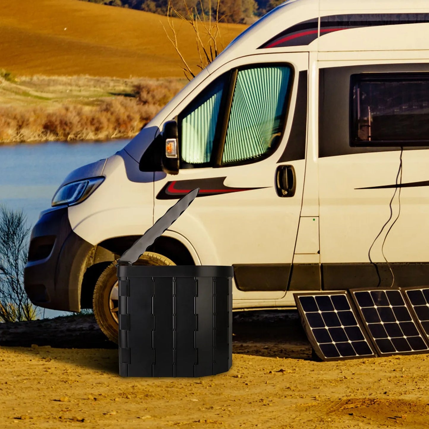 Portable Travel Bucket Toilet Seat Folding Toilet with Lid Camping Toilet Emergency Toilet Car Folding Toilets