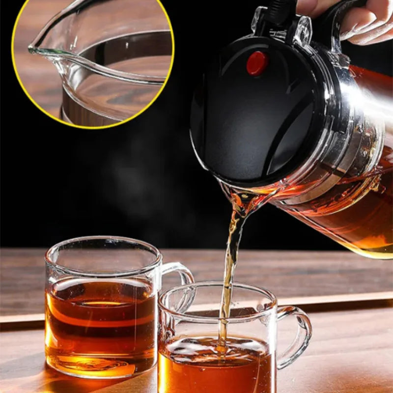 【Household Tea Infuser Kettle】Heat-Resistant Glass Tea Pot with Separator - for Loose Leaf Tea, Herbal Tea & Flower Tea