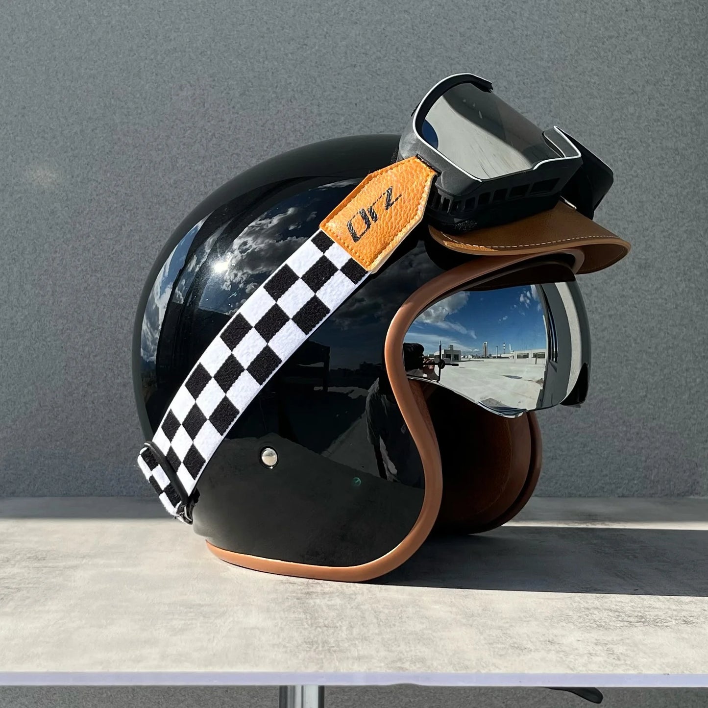 Orz Motorcycle Retro Helmet Men's and Women's Motorcycle Safety Helmet Electric Car Four Seasons 3/4 Half Helmet Scooter