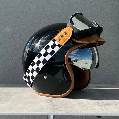Orz Motorcycle Retro Helmet Men's and Women's Motorcycle Safety Helmet Electric Car Four Seasons 3/4 Half Helmet Scooter