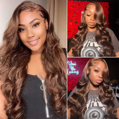 36 40 Inch Chocolate Brown 13x6 Human Hair Wigs Hd Lace Frontal Wig Colored Transparent Body Wave Brown Wig For Women 4x4 5x5