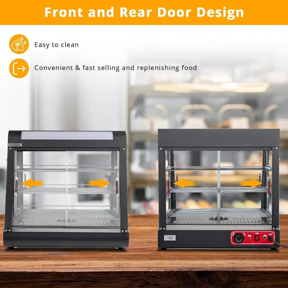 Unique features-26" Commercial Food Warmer Display Pizza Warmer, 3-Tier Electric Countertop Food Warmer w/LED Lighting