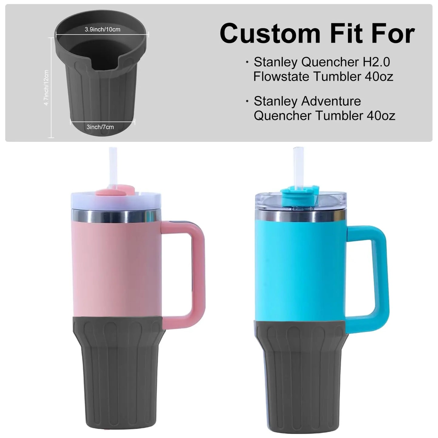 Silicone Boot for Stanley Cup 40oz, Sleeve Cover Fit with Stanley H2.0 and Quencher Adventure Tumbler Accessories
