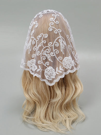 Wholesale French Lace Triangle Scarf Embroidered Flower Lace Scarf Small Shawl Crochet Head Scarf Headwraps Bandana For Women