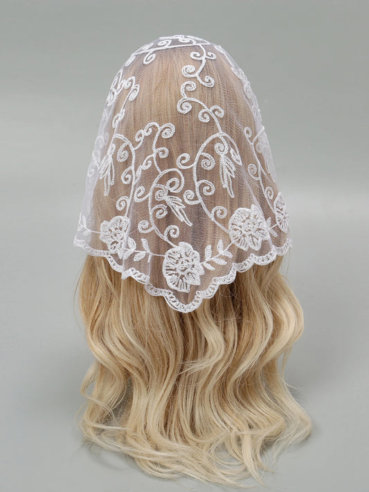 Wholesale French Lace Triangle Scarf Embroidered Flower Lace Scarf Small Shawl Crochet Head Scarf Headwraps Bandana For Women