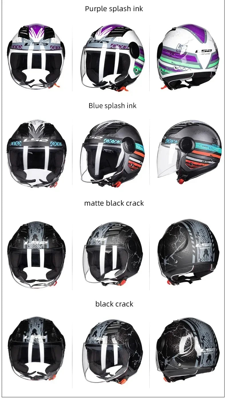 Original LS2 OF562 Casco Motorcycle 3/4 Open Face Ls2 Cascos Para Moto E-BIKE Helmet Electric Scooter Helmet of562 Capacete Moto