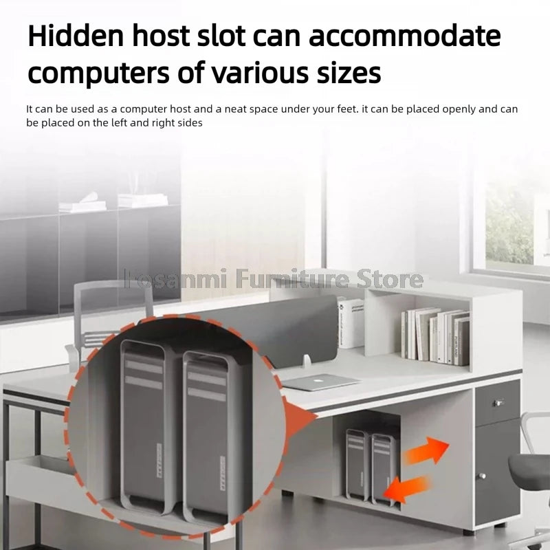 Office Staff Work Desk and Chair Sets Modern Computer Desks with Storage Drawn and Screen Home Furniture Swivel Chairs Table Set