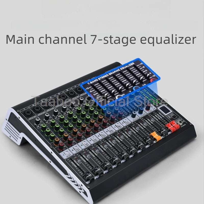 4/6/8/12 Channel Audio Mixer 5.0 Bluetooth 48V Phantom Power DSP Mixing Console 7 Band EQ Sound Box XLR/USB/TRS For Karaoke DJ