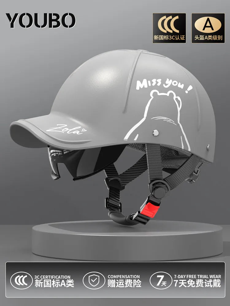 Breathable Summer Motorcycle Helmet 3C Certified Lightweight Baseball Cap Style Unisex Half Helmet