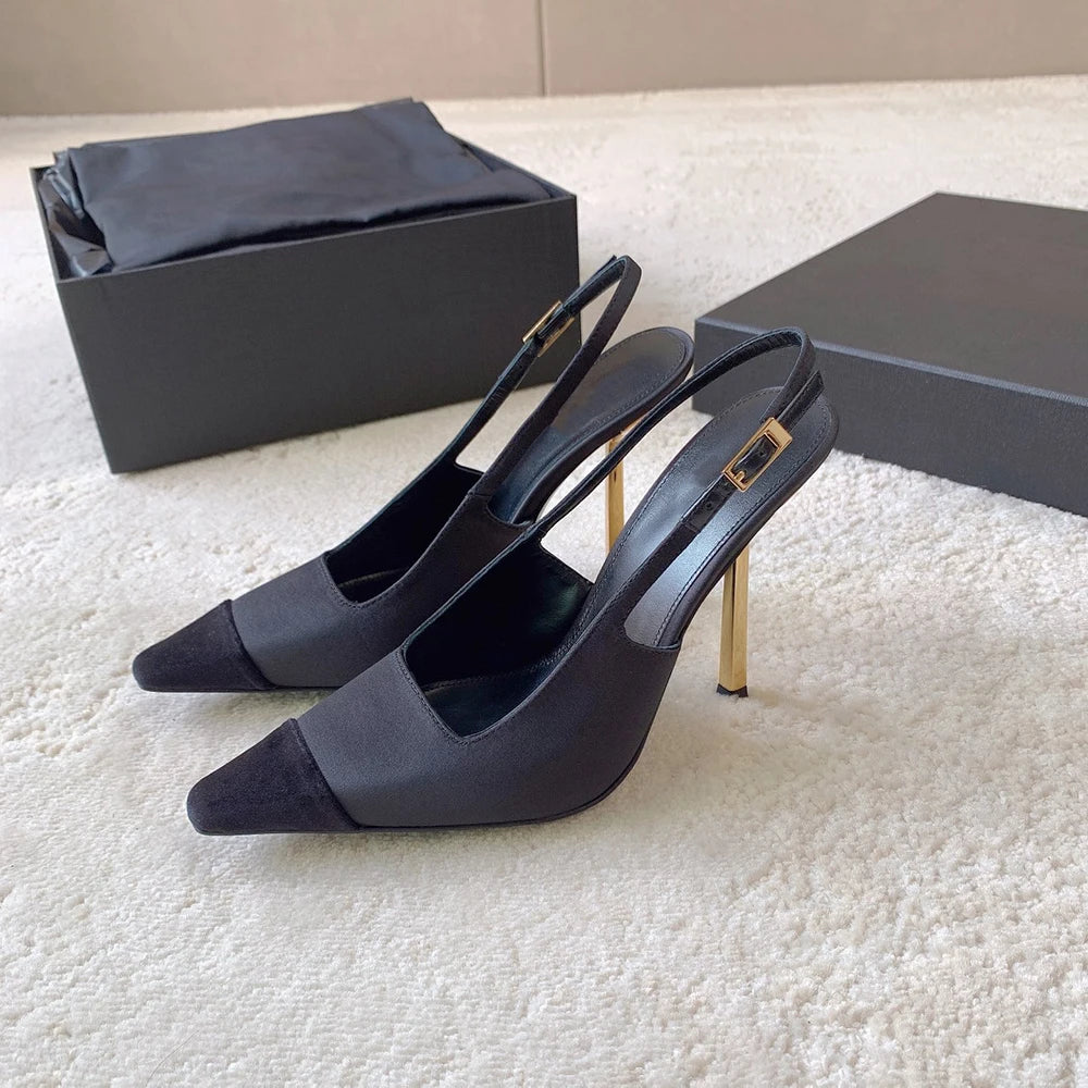 Women's sandals luxury Brand Shoes Woman 2026 trend Ankle Strap Summer Rivets High Heels Slippers Design Pointed Toe Sexy party