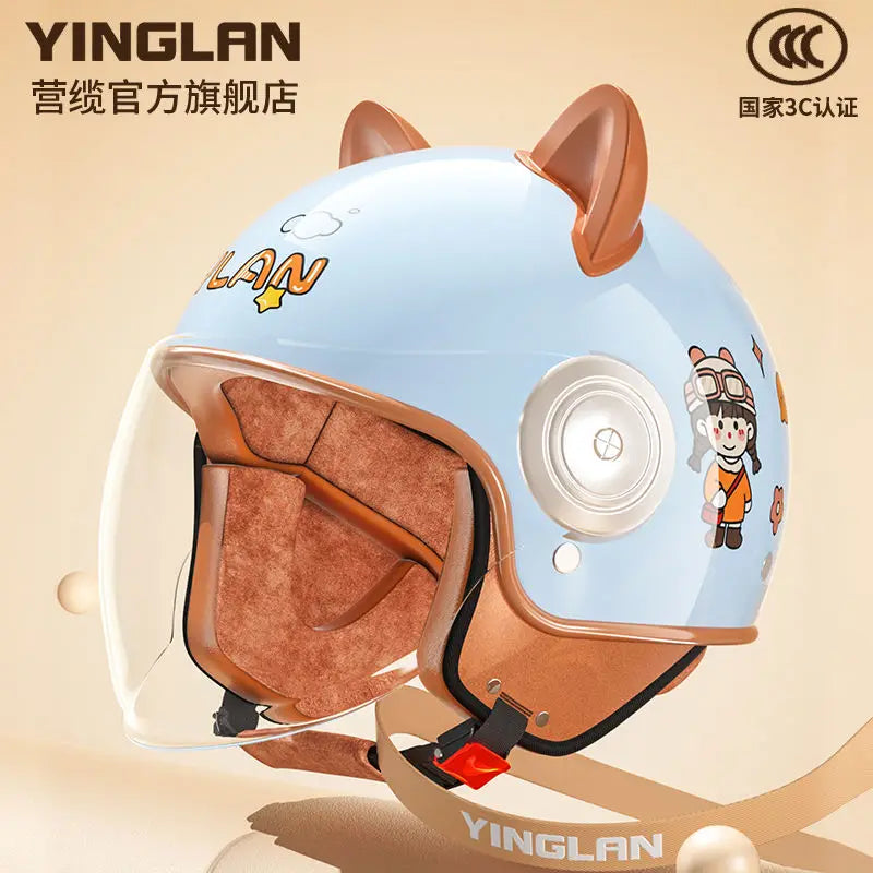 Winter Warm Women's Electric Car Helmet Four Seasons Motorcycle Safety Cap Full Face Helmet 3C Certified Abs Material
