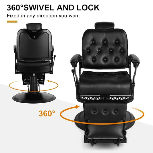 Vintage Barber Chair All Purpose Hydraulic Recline Heavy Duty Salon Beauty Spa Black Barber Chair,Customized