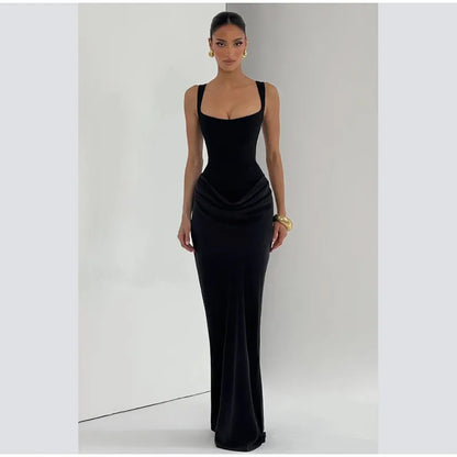 Sexy Square-neck Halter Mini Dress Women Pleated Sleeveless Backless High Waist Bodycon Dresses 2026 New Summer Lady Party Robes