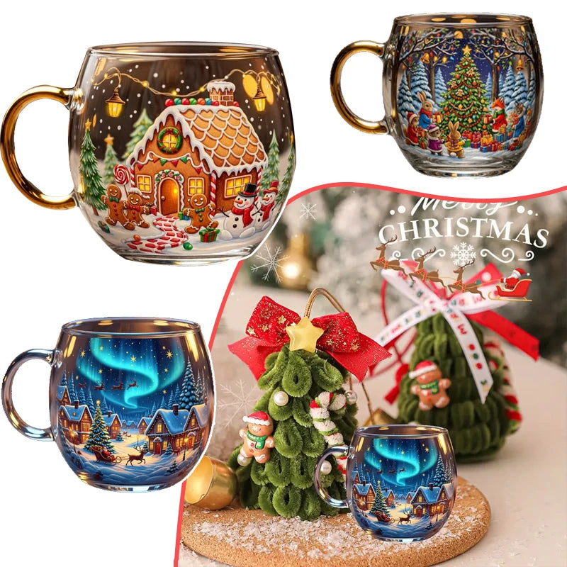 Christmas Mug Haunted Path Glass Coffee Mugs Beverage Containers Party Supplies for Home Farmhouse Apartment Hotel Counter