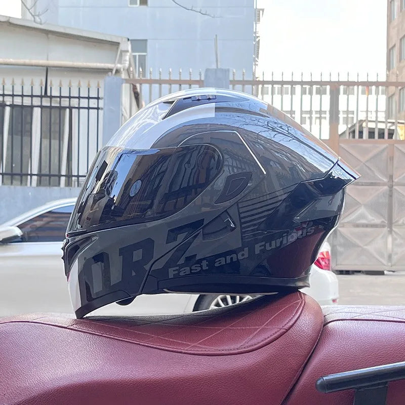 Full Face Motorcycle Helmet for Men and Women - Dual Lens Anti-Fog All Season Riding