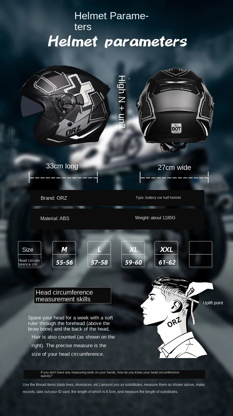 ORZ Motorcycle Helmet Half Face Double Lens Moto Four Seasons Men Women Street Fashion Helmet Capacete De Moto Safety